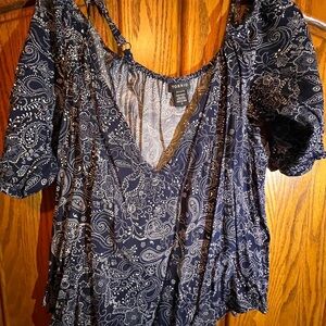 Torrid Dark Blue Paisley Blouse